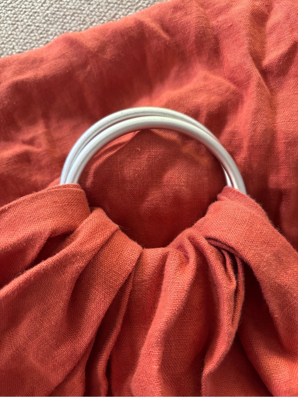 Linen Ring Sling Carrier Rust Orange - Picture 2 of 3